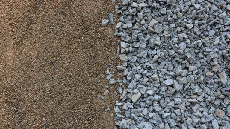 Crushed sand next to 20mm aggregate