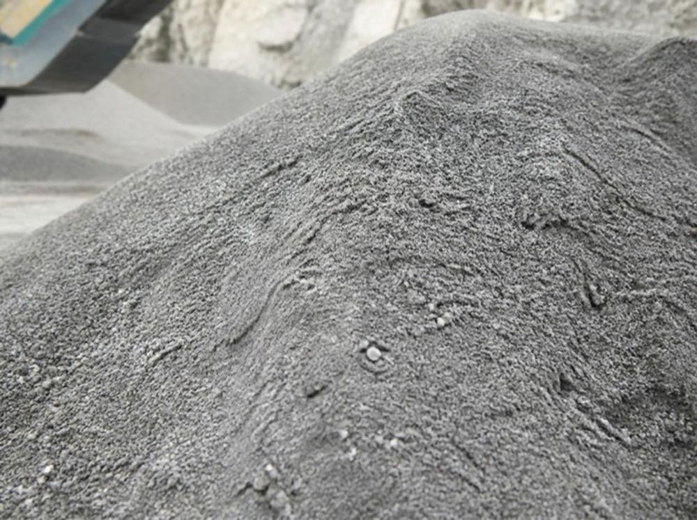 Stone powder crusher dust 1 to 6mm heap at a stone crusher yard